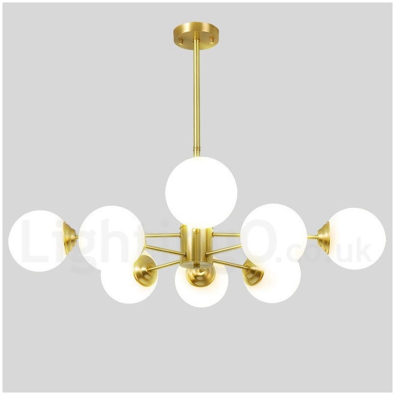 Lampadario a fagiolo in ottone puro a 8 luci (4+4), a due livelli, stile nordico, 92 x 55 cm