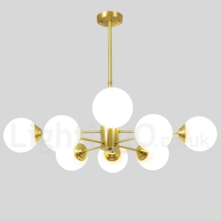 Lampadario a fagiolo in ottone puro a 8 luci (4+4), a due livelli, stile nordico, 92 x 55 cm