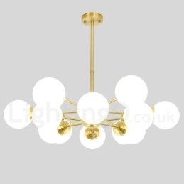 Lampadario a sospensione moderno a forma di fagiolo in ottone puro, 12 luci (6+6), 92 x 55 cm, modello Nord Europa