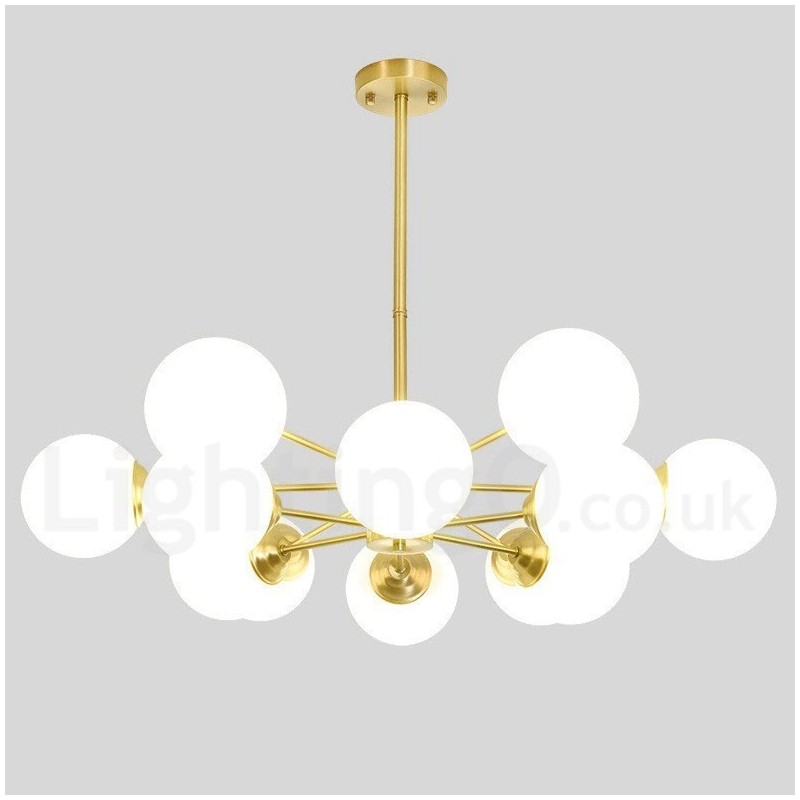 Lampadario a sospensione moderno a forma di fagiolo in ottone puro, 12 luci (6+6), 92 x 55 cm, modello Nord Europa