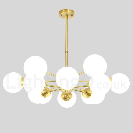 Lampadario a sospensione moderno a forma di fagiolo in ottone puro, 12 luci (6+6), 92 x 55 cm, modello Nord Europa