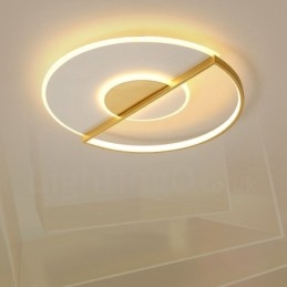 Plafoniera LED ultrasottile oro 42/52 cm con telecomando, anche applique