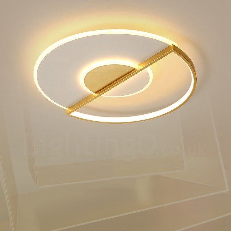 Plafoniera LED ultrasottile oro 42/52 cm con telecomando, anche applique