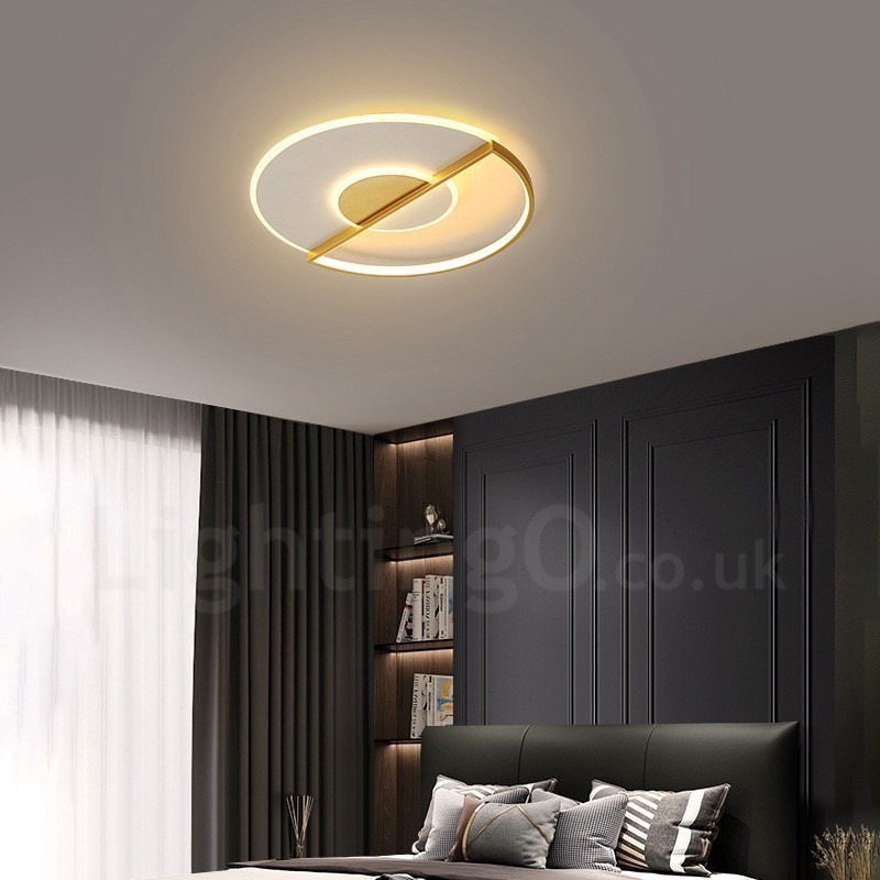 Plafoniera LED ultrasottile oro 42/52 cm con telecomando, anche applique