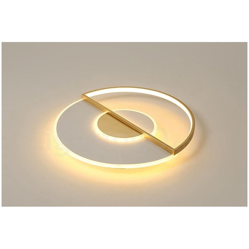 Plafoniera LED ultrasottile oro 42/52 cm con telecomando, anche applique