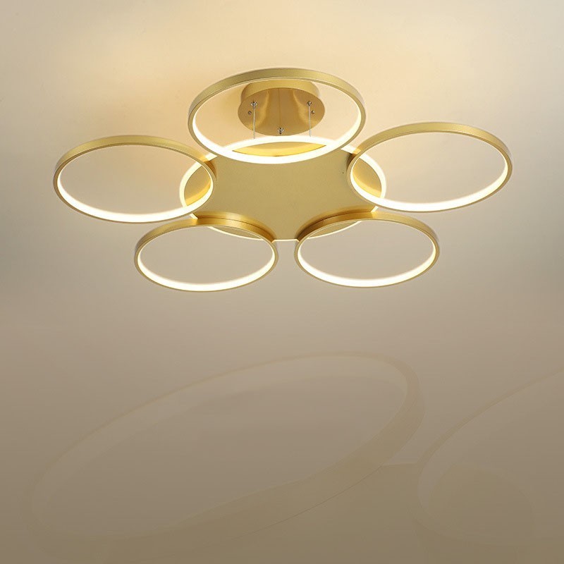 Lampadario LED nordico moderno dorato con telecomando, anche applique