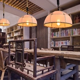 Lampadario retrò in corda di canapa fatto a mano stile rustico industriale