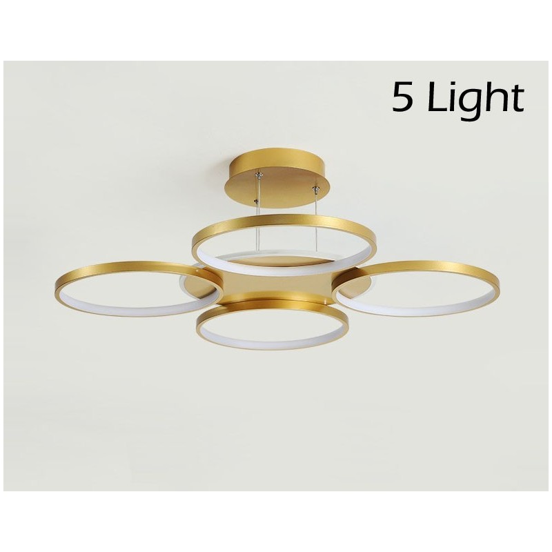 Lampadario LED nordico moderno dorato con telecomando, anche applique