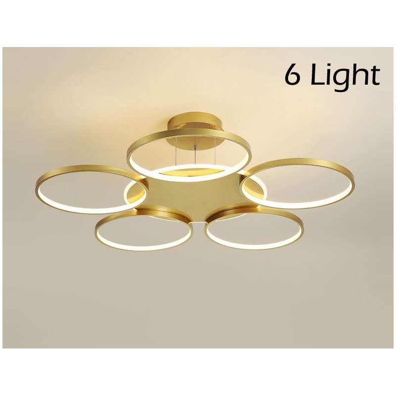 Lampadario LED nordico moderno dorato con telecomando, anche applique