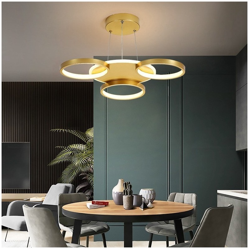 Lampadario LED nordico moderno dorato con telecomando, anche applique
