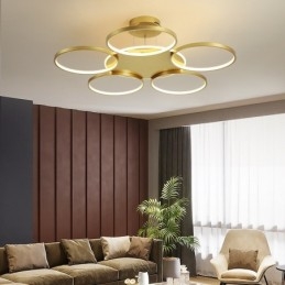 Lampadario LED nordico moderno dorato con telecomando, anche applique