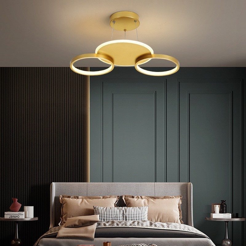 Lampadario LED nordico moderno dorato con telecomando, anche applique