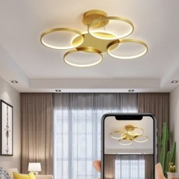 Lampadario LED nordico moderno dorato con telecomando, anche applique