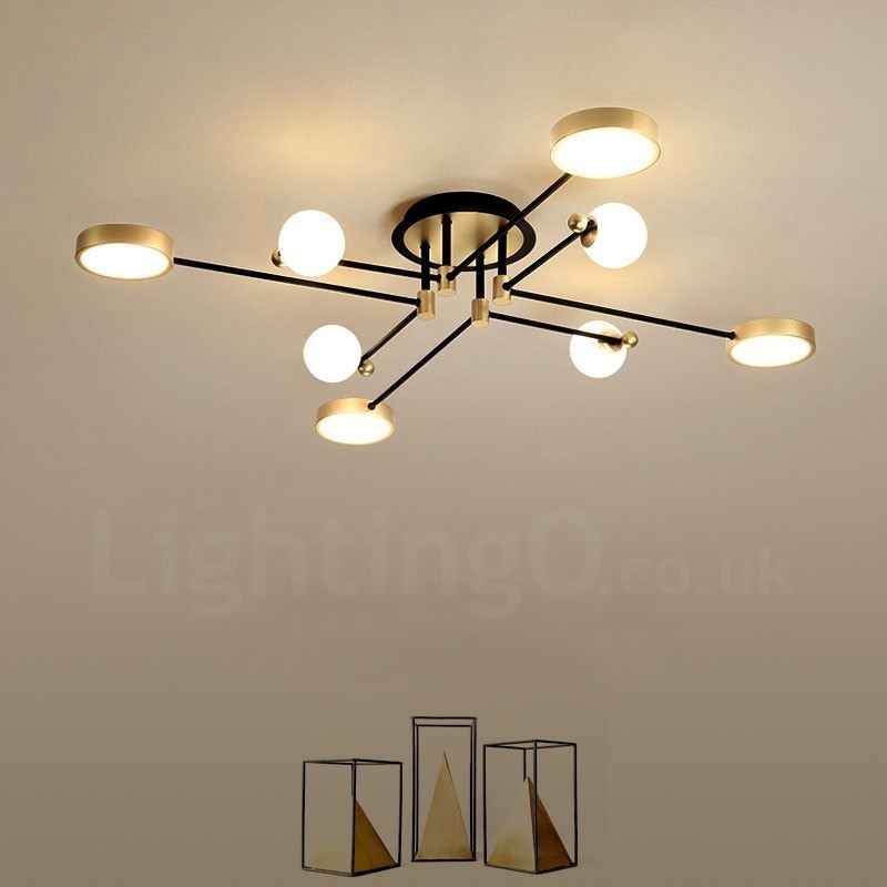 Lampadario moderno nero e oro in metallo con paralume in acrilico