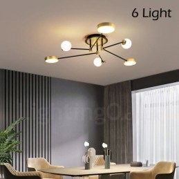 Lampadario moderno nero e oro in metallo con paralume in acrilico