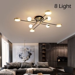 Lampadario moderno nero e oro in metallo con paralume in acrilico