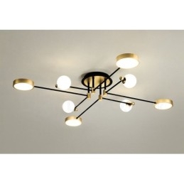 Lampadario moderno nero e oro in metallo con paralume in acrilico