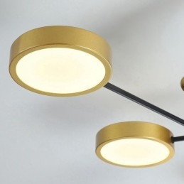 Lampadario moderno nero e oro in metallo con paralume in acrilico