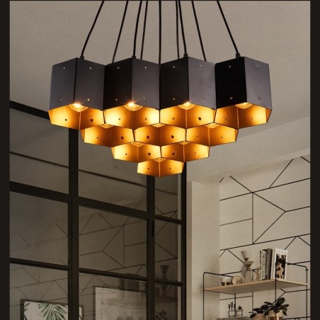 Lampadario a sospensione industriale loft in acciaio, senza paralume, E12/E14, 6-13 luci