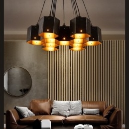 Lampadario a sospensione industriale loft in acciaio, senza paralume, E12/E14, 6-13 luci