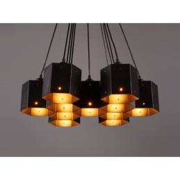 Lampadario a sospensione industriale loft in acciaio, senza paralume, E12/E14, 6-13 luci