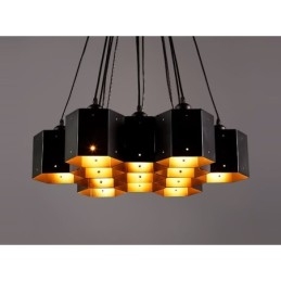 Lampadario a sospensione industriale loft in acciaio, senza paralume, E12/E14, 6-13 luci