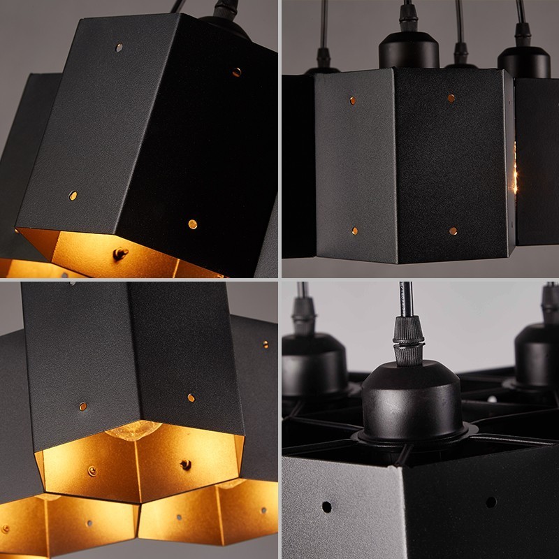 Lampadario a sospensione industriale loft in acciaio, senza paralume, E12/E14, 6-13 luci