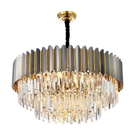 Lampadario a sospensione in cristallo K9 rotondo nero e oro, E14