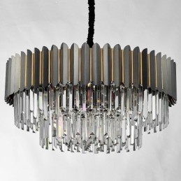 Lampadario a sospensione in cristallo K9 rotondo nero e oro, E14
