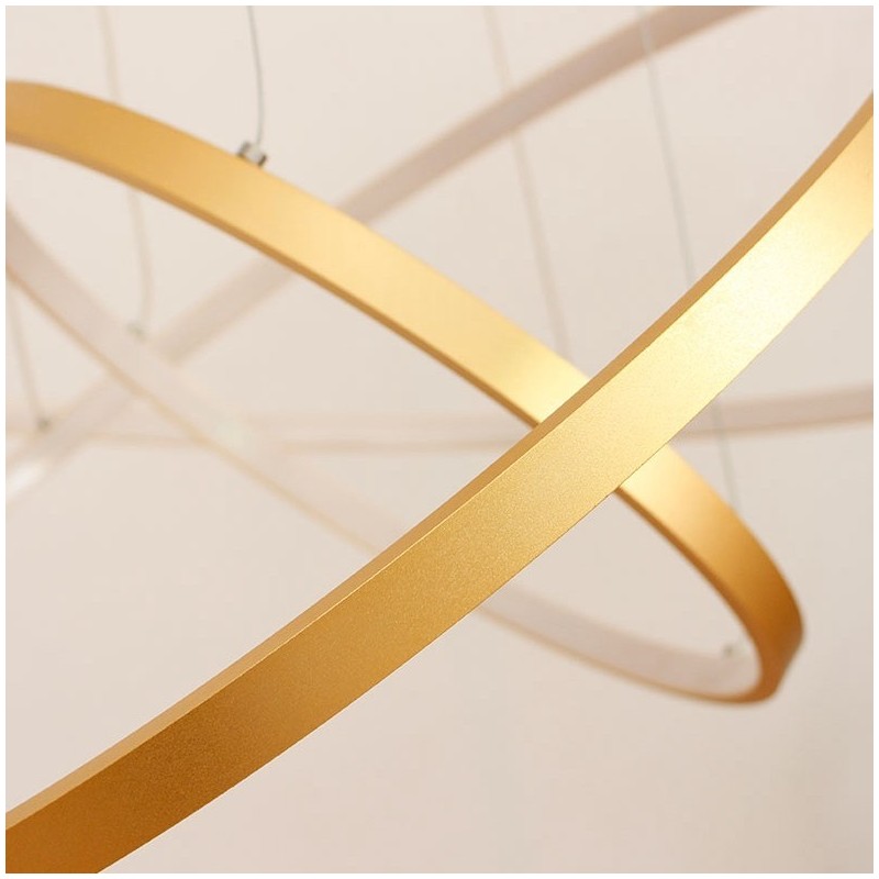 Lampada a sospensione LED dimmerabile oro con telecomando, tre anelli