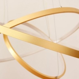 Lampada a sospensione LED dimmerabile oro con telecomando, tre anelli