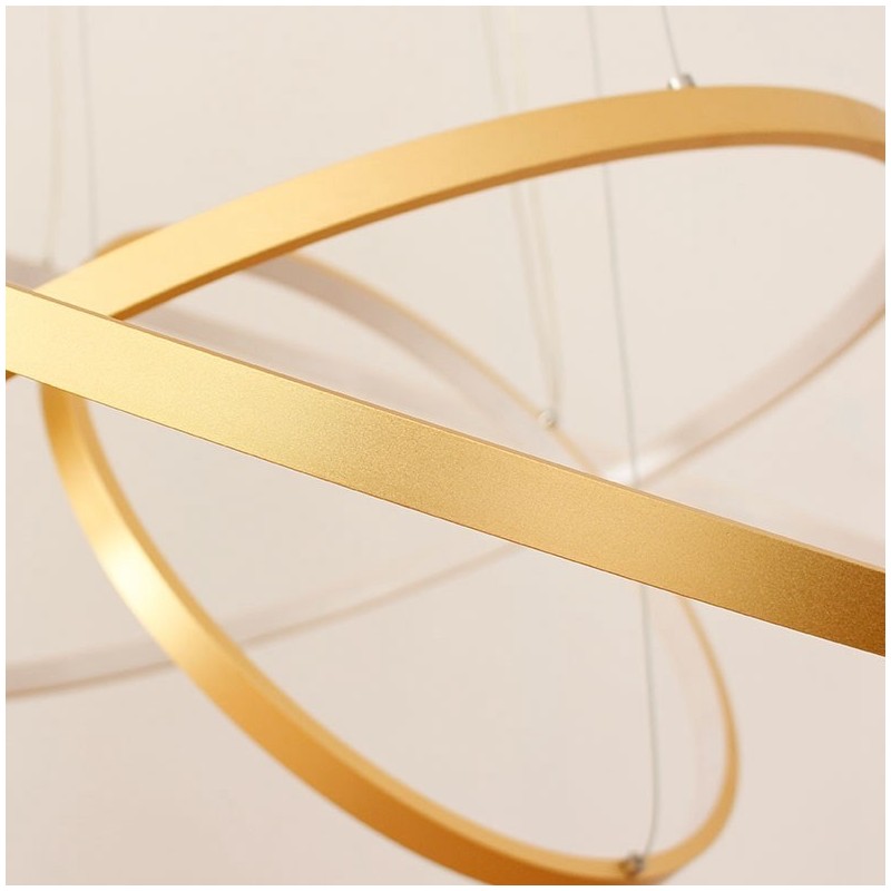 Lampada a sospensione LED dimmerabile oro con telecomando, tre anelli