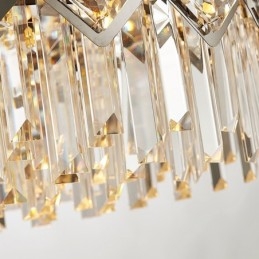 Lampadario a sospensione circolare in cristallo K9 nero e oro a due livelli