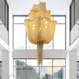 Lampadario a sospensione con nappe design argento oro