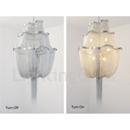 Lampadario a sospensione con nappe design argento oro