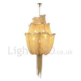 Lampadario a sospensione con nappe design argento oro