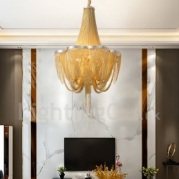 Lampadario a nappe in metallo argento oro, 4 luci E12/E14 regolabile