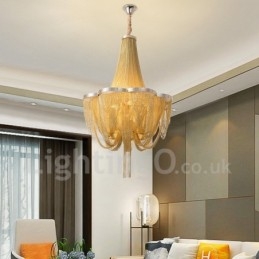 Lampadario a nappe in metallo argento oro, 4 luci E12/E14 regolabile