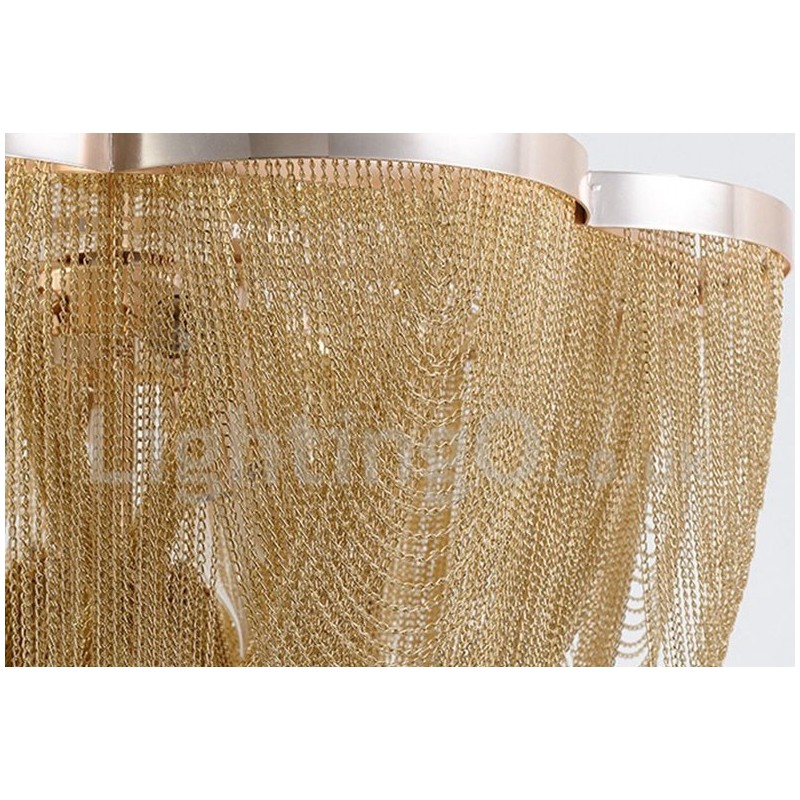 Lampadario a nappe in metallo argento oro, 4 luci E12/E14 regolabile