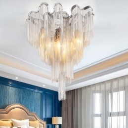 Lampadario a nappe design moderno argento e oro