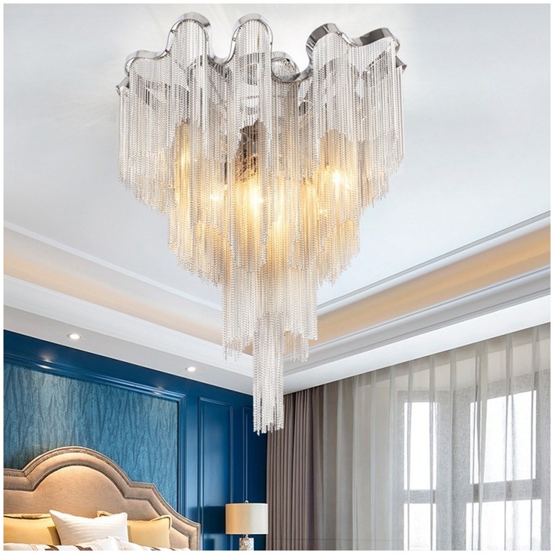 Lampadario a nappe design moderno argento e oro