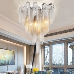 Lampadario a nappe design moderno argento e oro