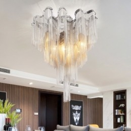 Lampadario a nappe design moderno argento e oro