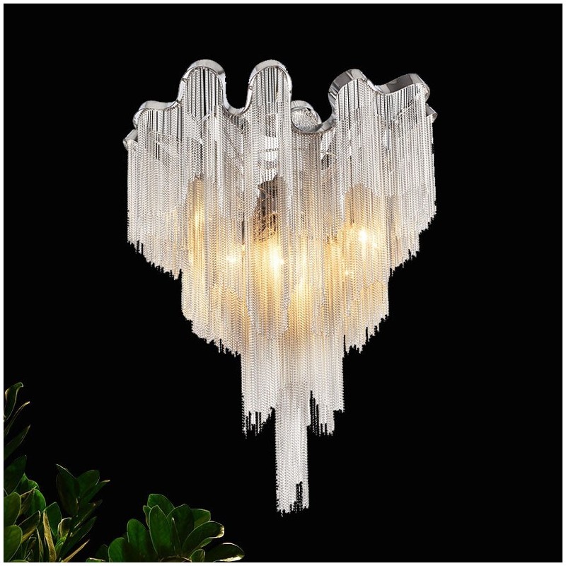 Lampadario a nappe design moderno argento e oro