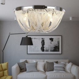 Lampadario a nappe design moderno argento e oro