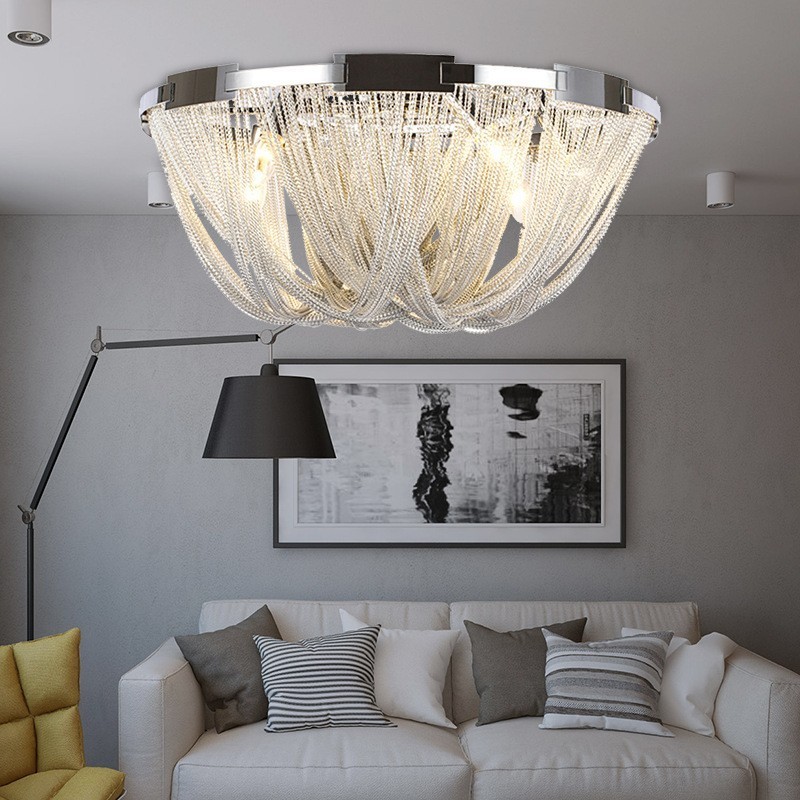 Lampadario a nappe design moderno argento e oro