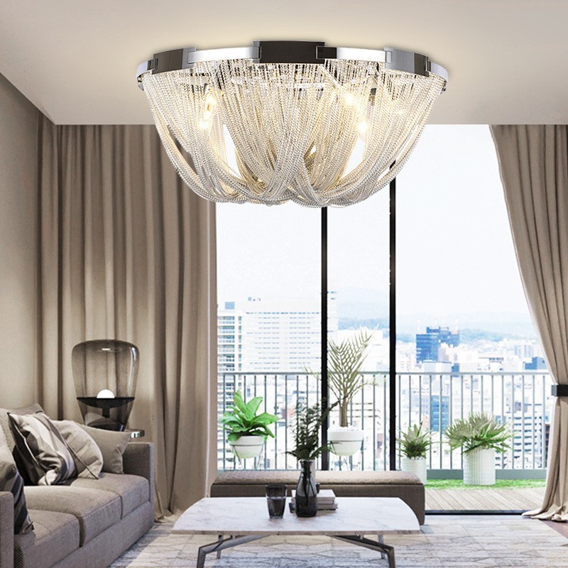 Lampadario a nappe design moderno argento e oro