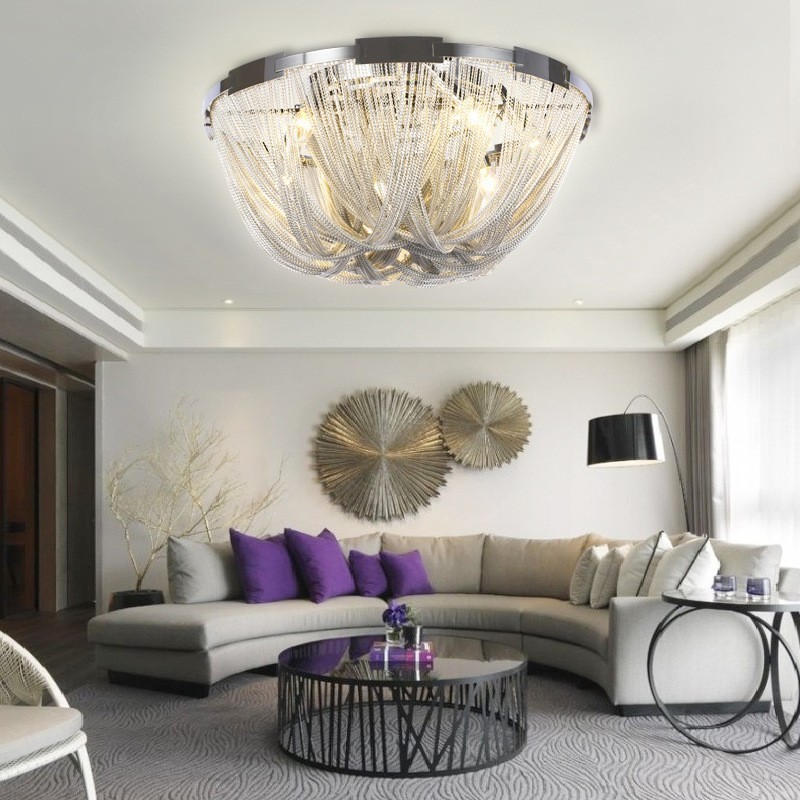 Lampadario a nappe design moderno argento e oro