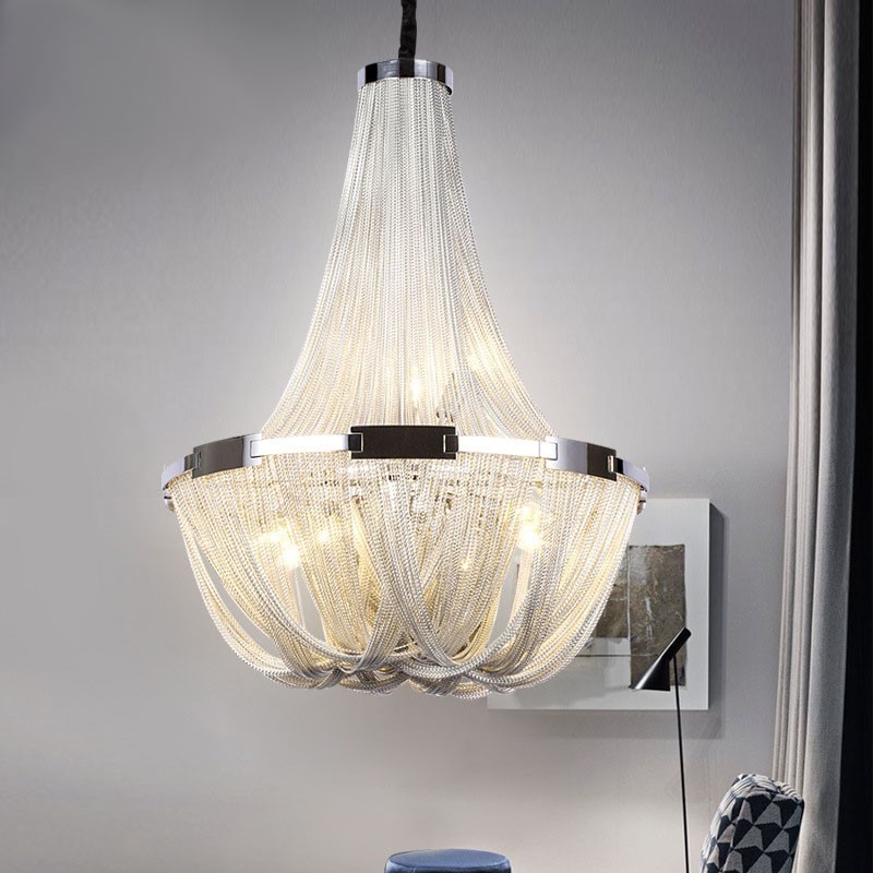 Lampadario a nappe di design argento oro