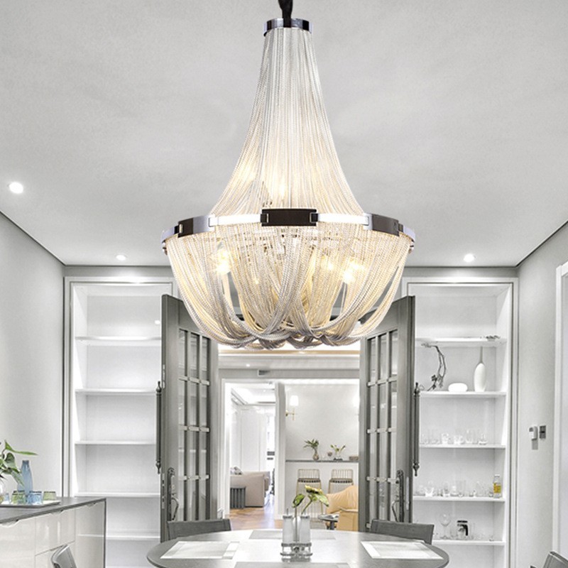 Lampadario a nappe di design argento oro